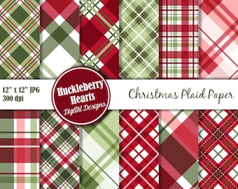 Christmas Plaid Digital Paper, Christmas Papers, Digital Plaid Paper, Printable, Commercial Use