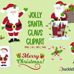 Santa Clipart, Santa SVG, Santa Claus Clipart, Christmas Clipart, Printable, SVG, Commercial Use, #CP605