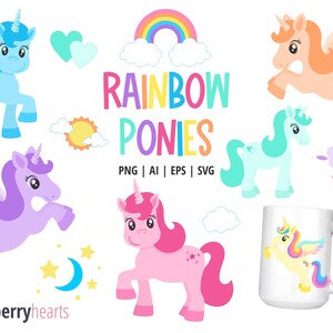 Unicorn Clipart, Unicorn SVG, Pony, Pony SVG, Horse, Girl, Rainbow, Printable, SVG, Commercial Use, #CP635