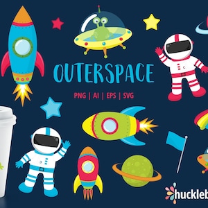 Outer Space Clipart, Astronaut Clipart, Outer Space SVG Bundle, Astronaut SVG Bundle, Space Clipart, Printable, Commercial Use