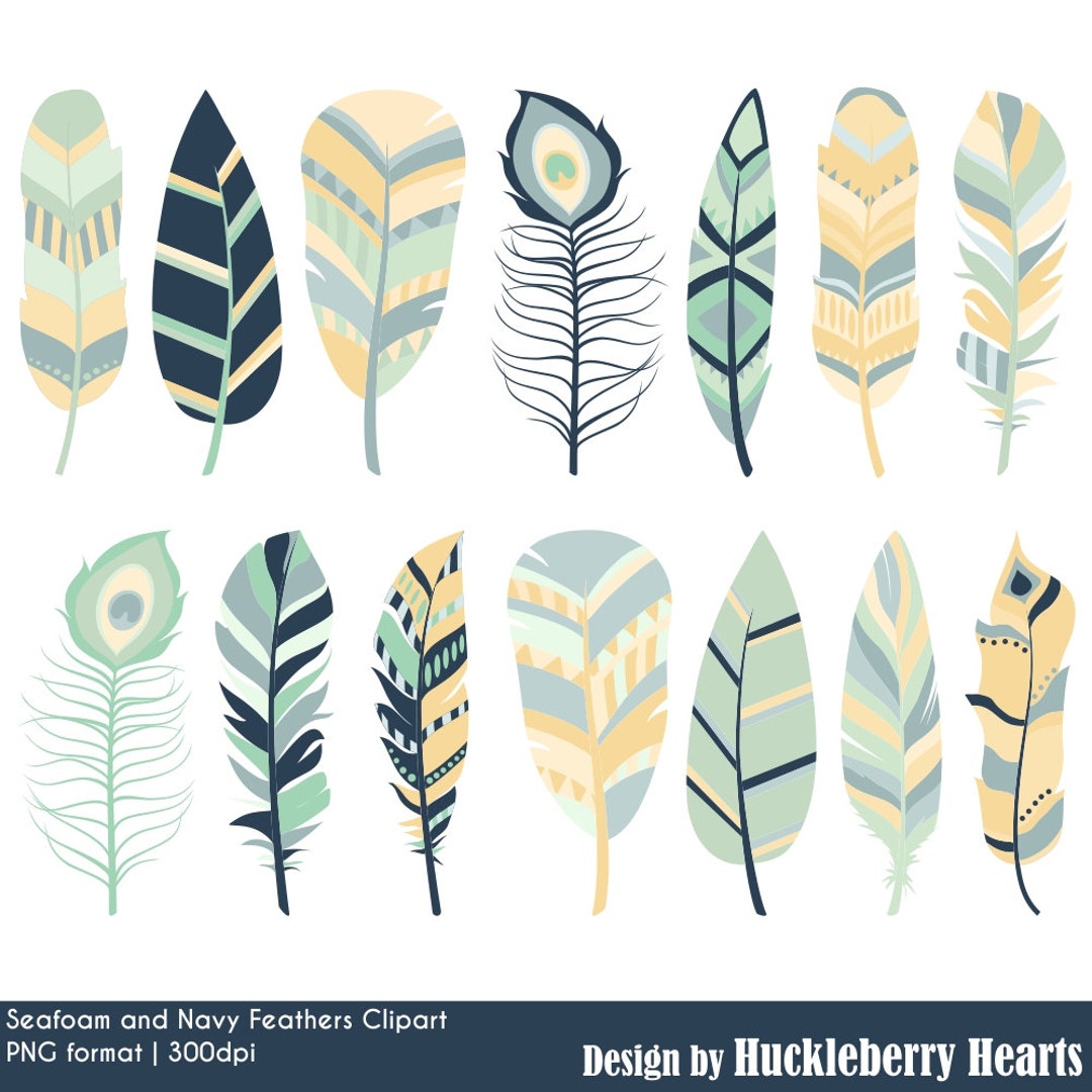 Feather Clipart, Digital Feathers, Feather Clip Art, Coastal, Green ...