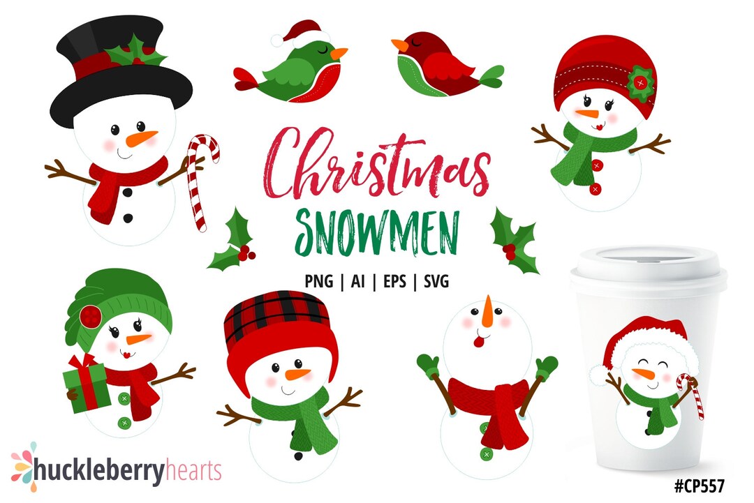 Cute Snowman Clipart | Snowmen SVG Bundle | Christmas Clipart ...