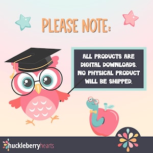 Puede incluir: Una ilustraci&oacute;n de un b&uacute;ho con un gorro de graduaci&oacute;n y gafas, se&ntilde;alando a una pizarra con el texto "TODOS LOS PRODUCTOS SON DESCARGAS DIGITALES. NO SE ENV&Iacute;A NING&Uacute;N PRODUCTO F&Iacute;SICO."