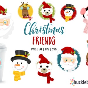 Christmas Clipart, Christmas Faces, Christmas Characters, Christmas SVG, Santa Clipart, Printable, SVG, Commercial Use, #CP531