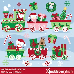 Christmas Train Clipart, Christmas SVG Bundle, Santa PNG, Candy Cane