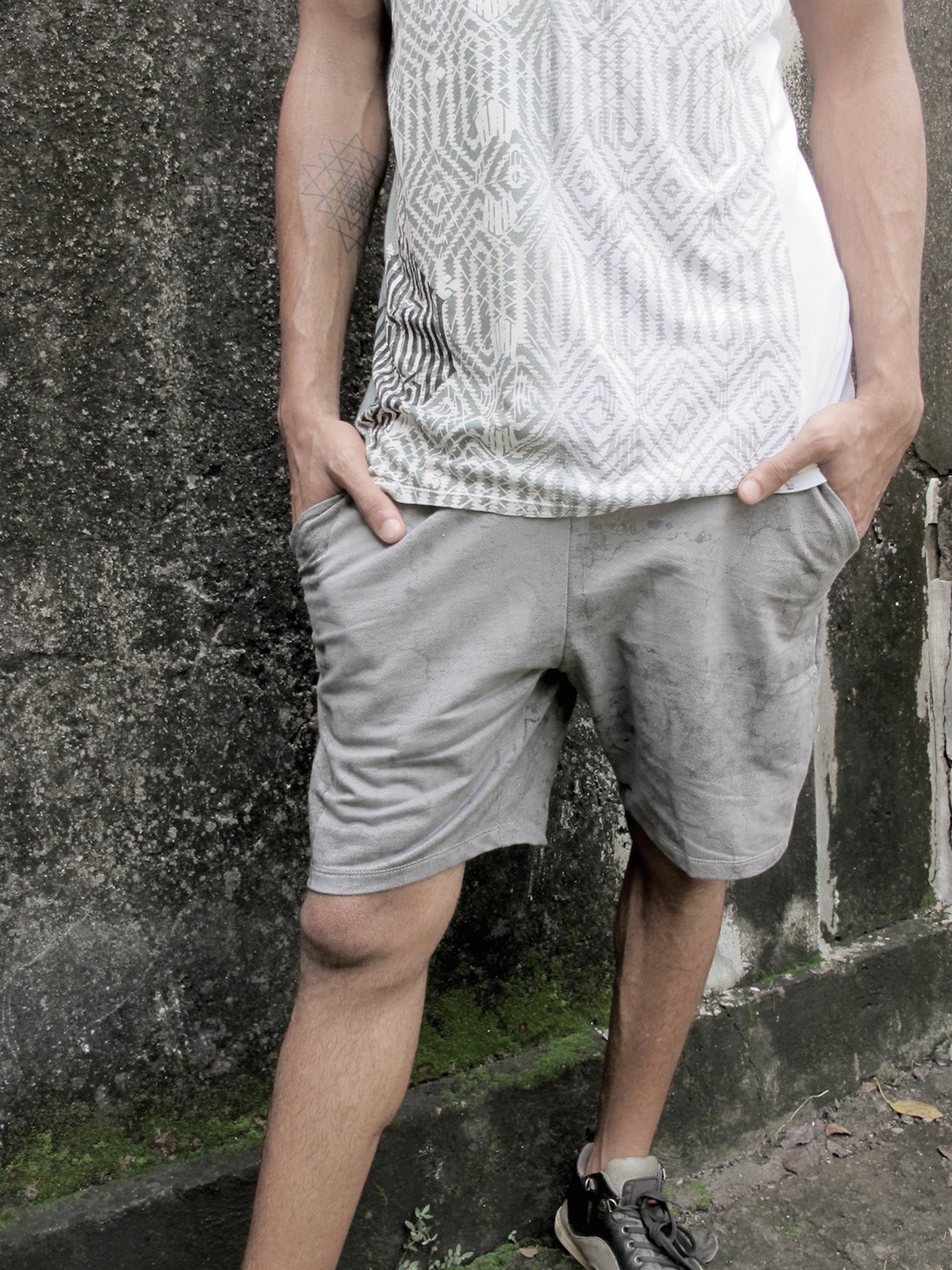 Unique Grey Stylish Man Shorts Man's Boho Grey Cotton Etsy