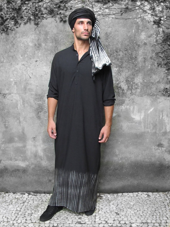 Vol Luchtvaart Embryo Lange Kaftan Heren Shirt Houtskool Kaftan Mannen Boho - Etsy Nederland