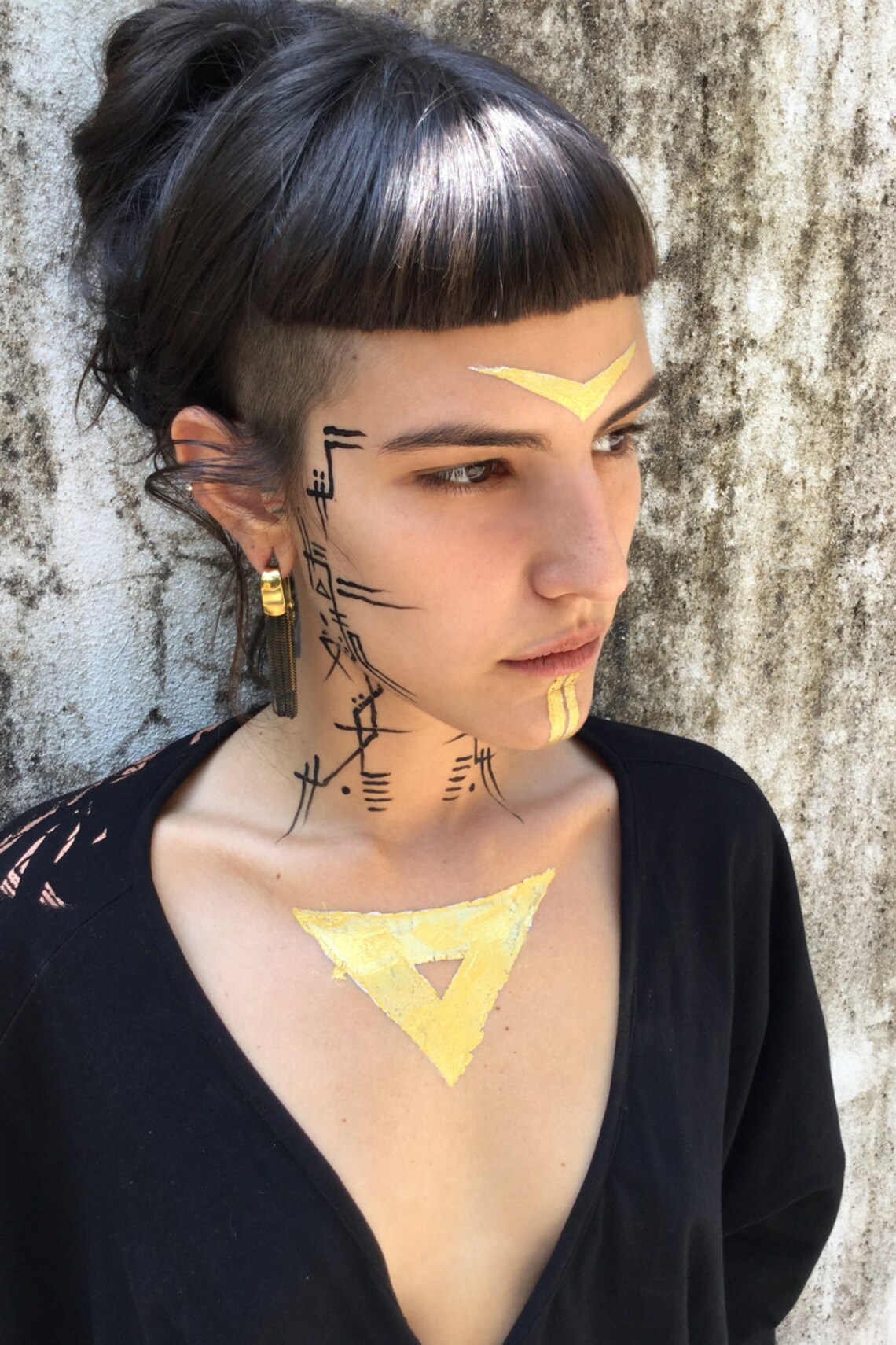 Gold Brass Dangle Gauge Earrings, Women's Brass Gauge Drop Earrings