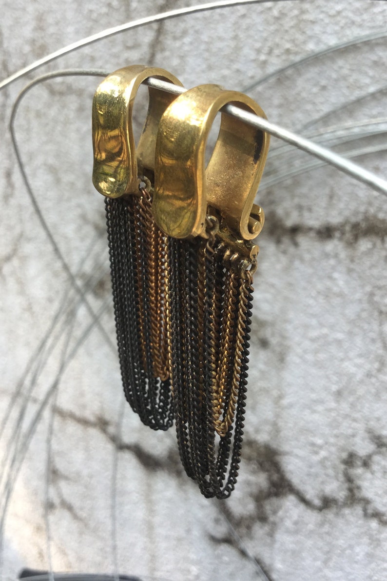 Gold Brass Dangle Gauge Earrings Women's Brass Gauge Drop Etsy
