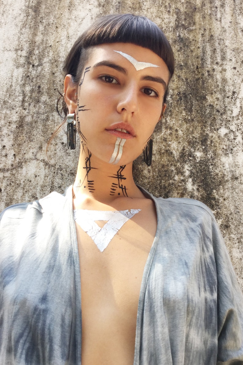 Boho Women's Gauge Earrings, White Brass Black Drop Earrings, Large