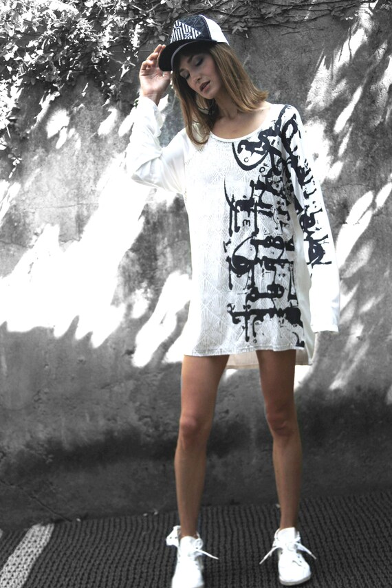 Women Digital Print Tops Woah Dude 2.0 Long Sleeve Dress