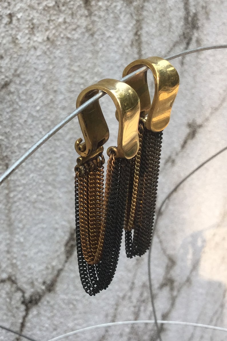 Gold Brass Dangle Gauge Earrings Women's Brass Gauge Drop Etsy