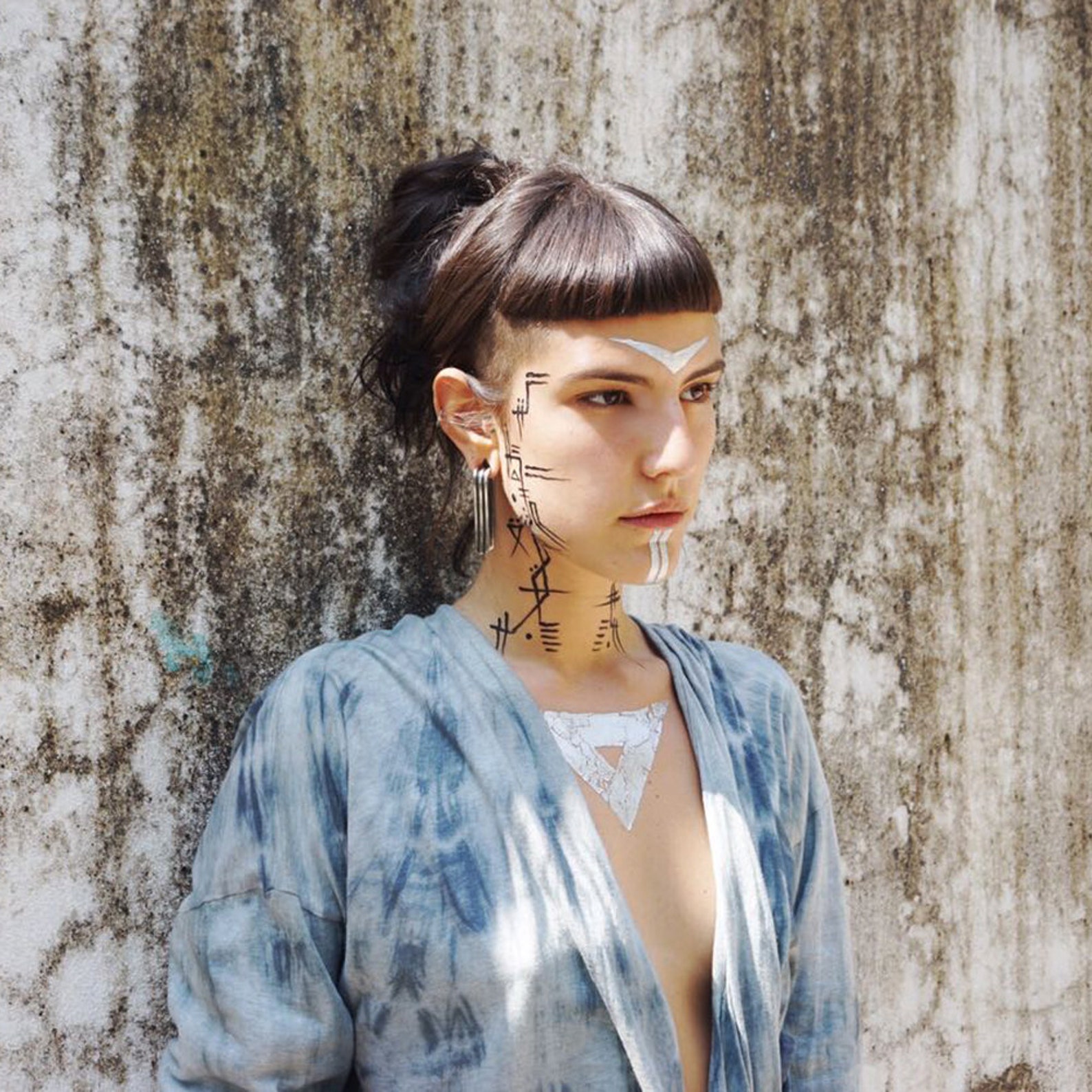 Tribal Large Gauge Dangle Earrings, Egyptian Silver Brass Gauge