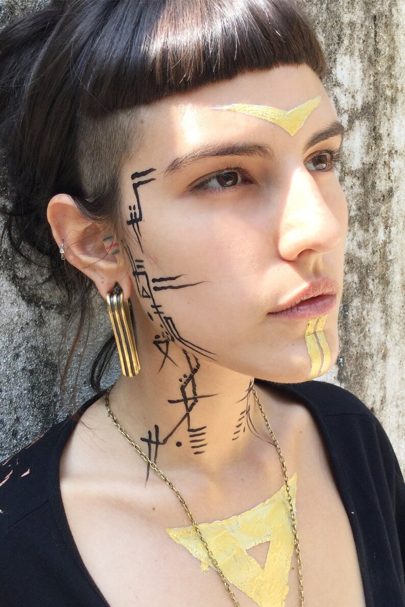 Egyptian Gold Brass Gauge Earrings Women's Gauge Drop Etsy