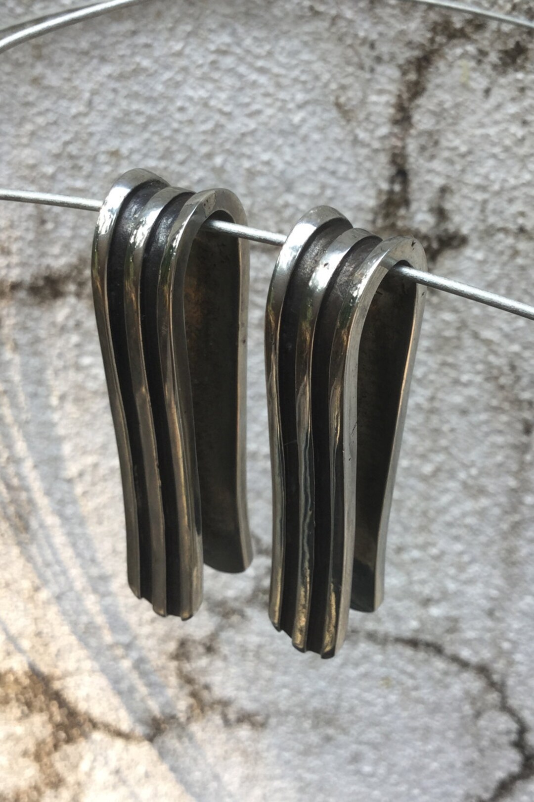 Tribal Large Gauge Dangle Earrings, Egyptian Silver Brass Gauge