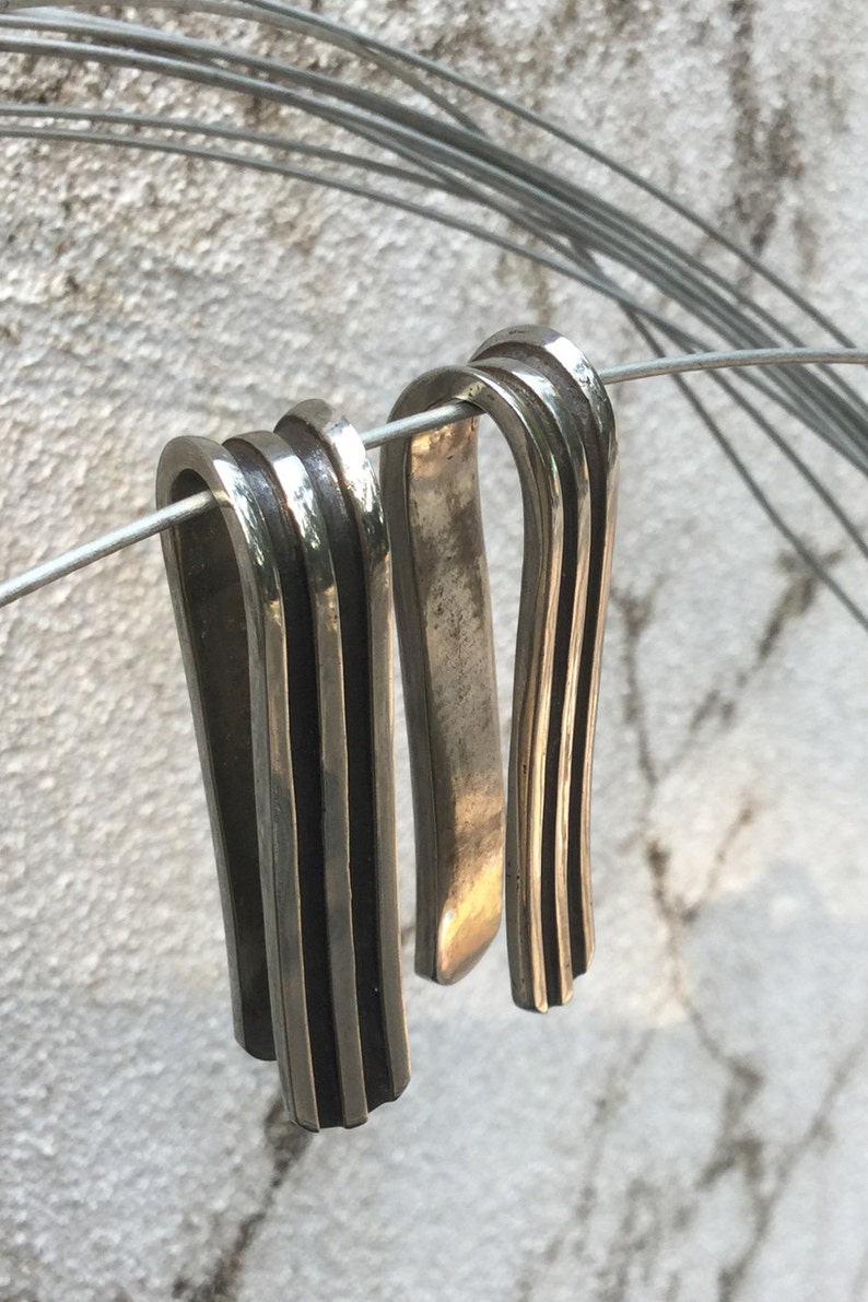 Tribal Large Gauge Dangle Earrings, Egyptian Silver Brass Gauge