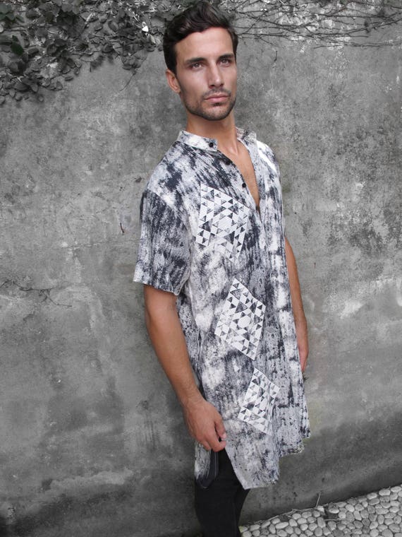 Bianco Designer Tunic Long t-shirt Tunica Boho in morbido bambù ecologico Kurta Men Marrone Abbigliamento Abbigliamento uomo Camicie e magliette Nero 