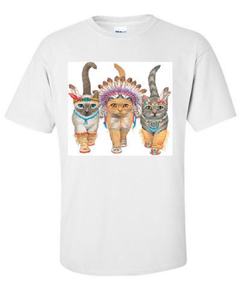 T Shirt Native American Cat INDIAN CATS Tshirts Clothes T Etsy