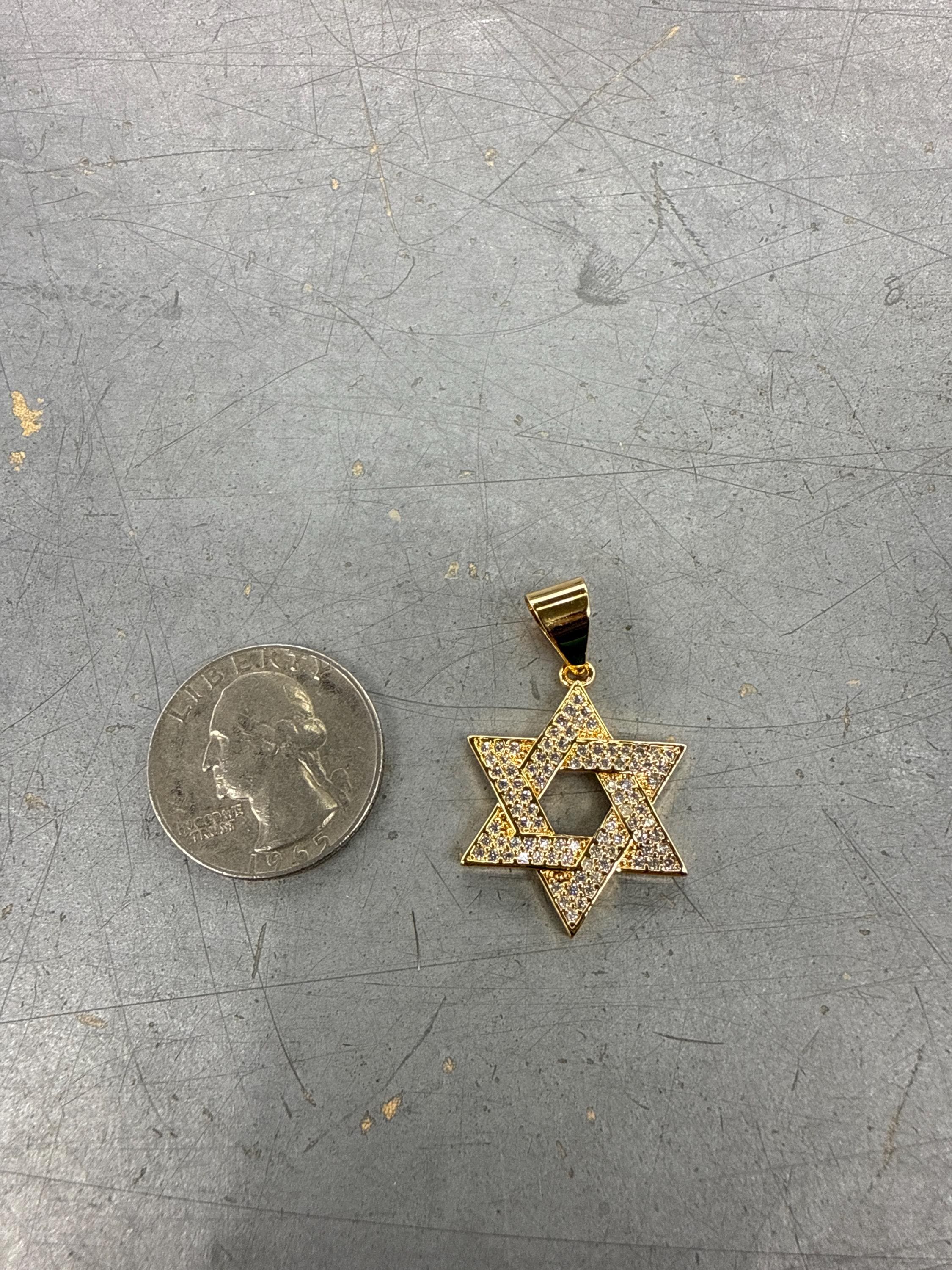 King Magen david Jewish star pendent  gold filled jewelry charm design pave charm  cubic zirconia cz diamond design pendant king david star