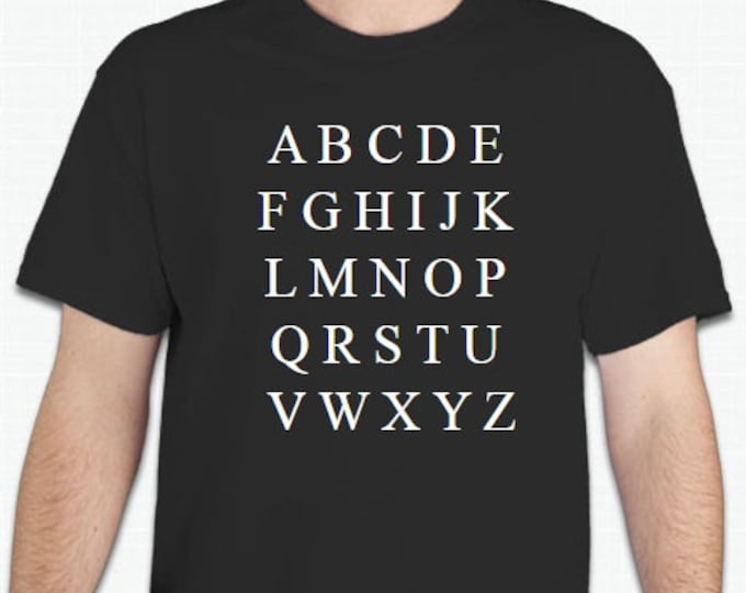 alphabet  abcd  funny joke humor t shirt tee cool shirt fun alpabetical alpa bet letters