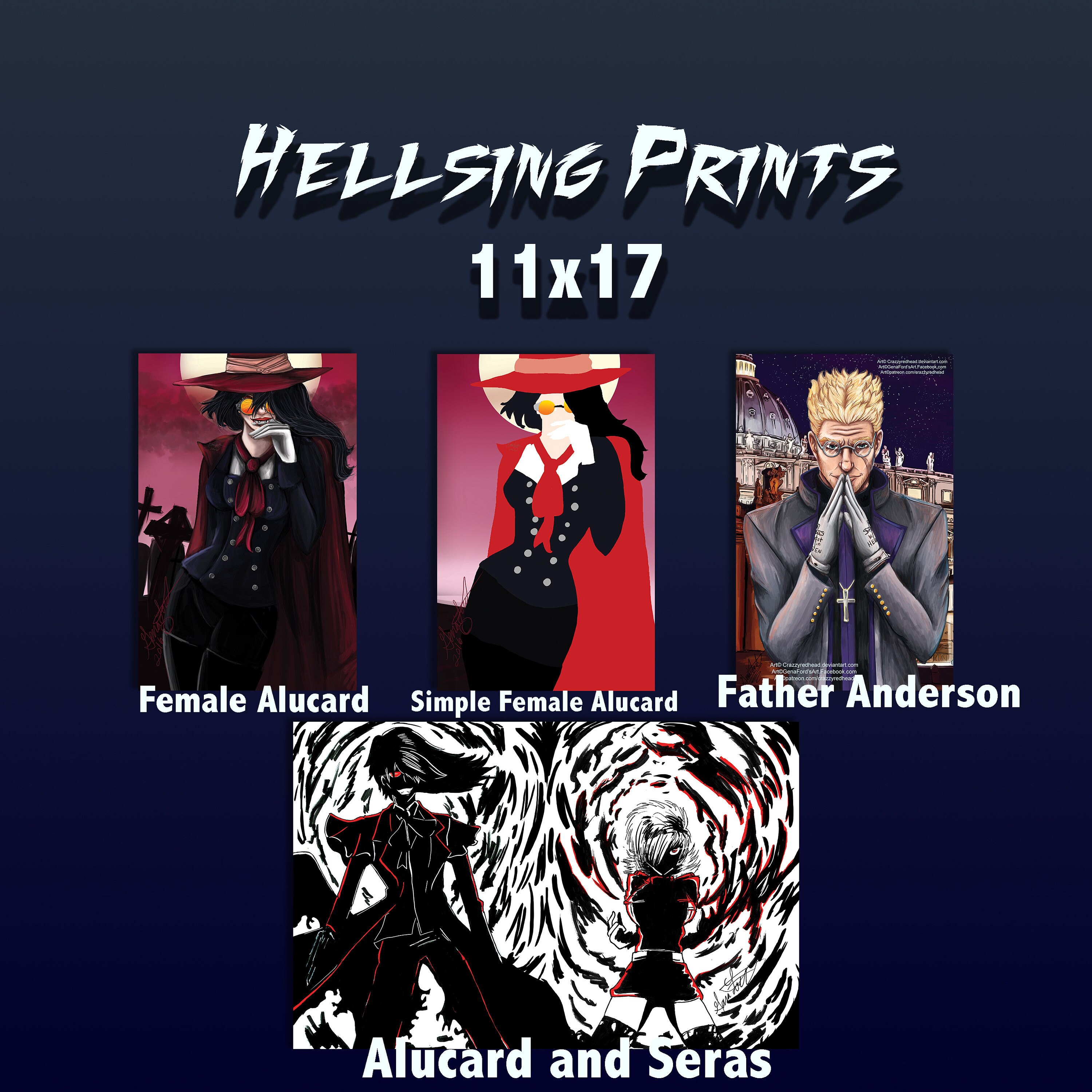Hellsing Alucard Integra Anime Cross Stitch PDF Pattern