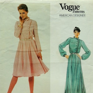 Vogue Pattern 2782 Jerry Silverman Dress/Evening Maxi Gown Asymmetrical Blouson Bodice Ruffled Neck,Cuffs & Circle Skirt Size 14 w/Label
