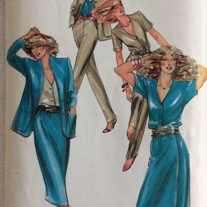 May include: Vintage Butterick sewing pattern with illustrations of women's suits and dresses. The cover shows three figures in teal, tan, and beige outfits. The pattern number is 6906, and the size is C.