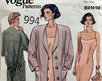 Vogue Pattern 8031-Loose-fit Blazer/Jacket w/Drawstring Back and Dropped Shoulders & Spaghetti Strap Evening/Cocktail Dress Size 14-18