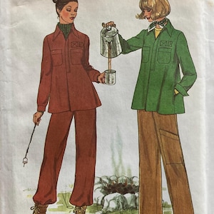 Vintage Einfachheits Muster 7717 - 70er Jahre Misses Cargo Hose und Pullover Top - Größe 10