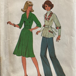 Simplicity Pattern 7665 - 70s Misses&#39; Dress or Top - Size 12 - UNCUT