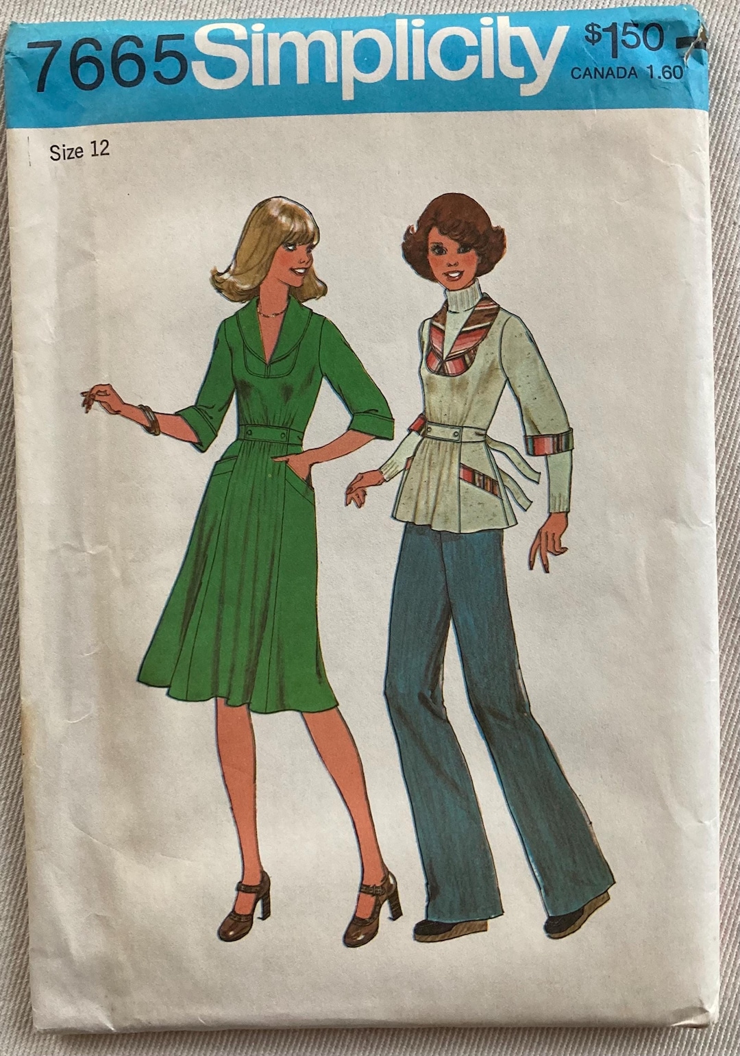 Simplicity Pattern 7665 - 70s Misses' Dress or Top - Size 12 - UNCUT - Etsy