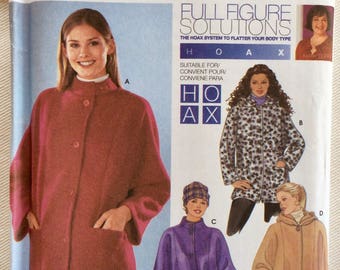 Simplicity Pattern 9892 Raglan Sleeve Jacket or Poncho w/Optional Hood & Hat in One Size Plus Sizes 26W-32W or 18W-24W Mary Duff HOAX Design