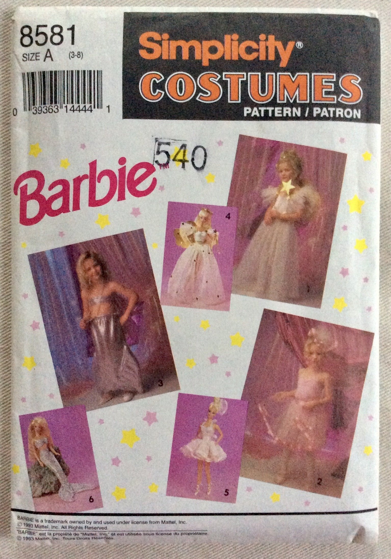Simplicity Pattern 8581 Girls’ Barbie Costumes and Matching Doll ...