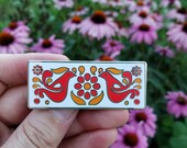 Friendship Bowl Pattern Brooch Enamel Pin Inspired by Friendship bowls unisex for hat bag purse blouse denim jacket red birds