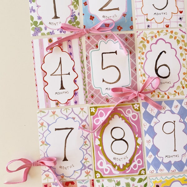 Vibrant Painted Baby Milestone Marker Cards