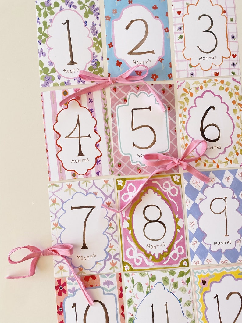 Vibrant Painted Baby Milestone Marker Cards