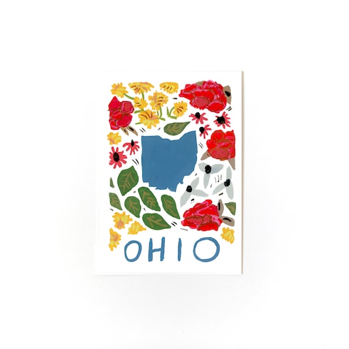 Illustrated Ohio Art Print Cute Ohio Map Print Modern Ohio - Etsy