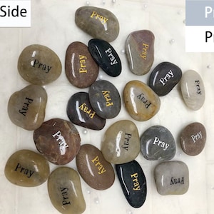Lot of 50pcs Smooth Polished Engraved Inspirational Wishing Stones Spirit Etched Words Natural River Rock Double Side pray