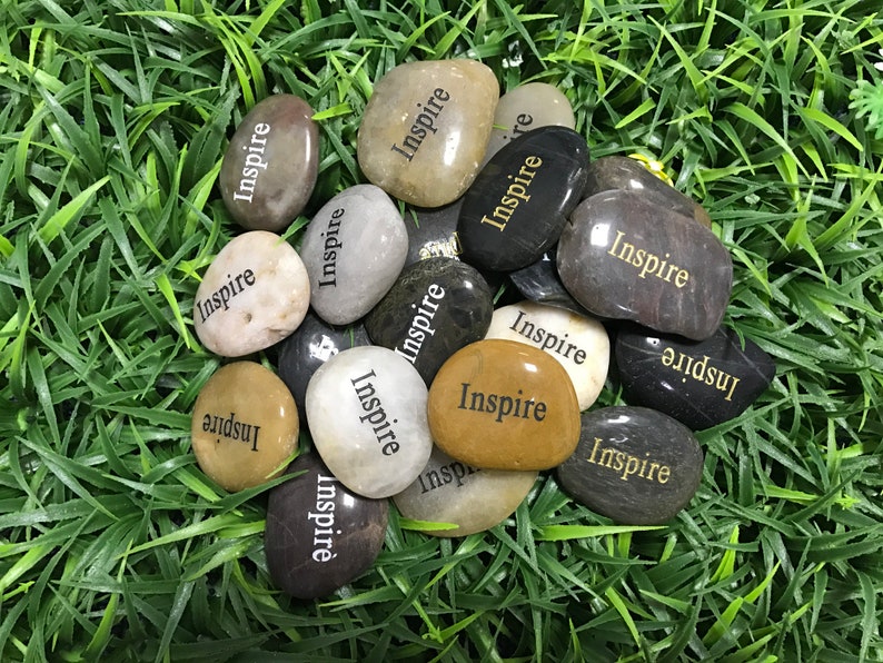 Lot of 100pcs Smooth Polished Engraved Inspirational Positive Message ...