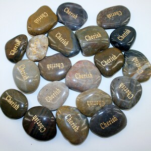 Engraved River Stones, Inspirational Etched Word Rocks (Set of 20)