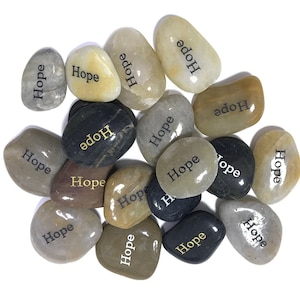 Lot of 100pcs Smooth Polished Engraved Inspirational Positive message Stones Spirit Etched Words Natural River Rocks HOPE
