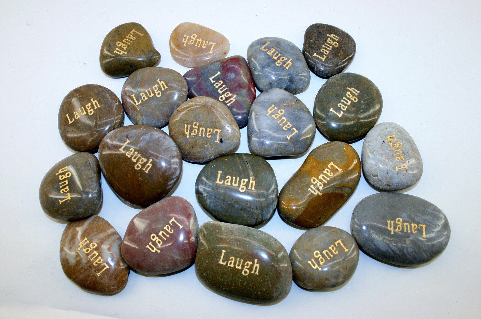 Positive Message Rocks Lot of 20pcs Smooth Polished Engraved Inspirational Positive Message ...