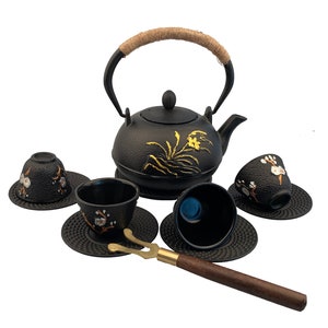 MCT-A001-8BK 800ml Black Good Heavy Quality Cast Iron Teapot Pot for Tea Tea Pot as Gift 0.8L teapot Floral set iron tea pot cups Home art