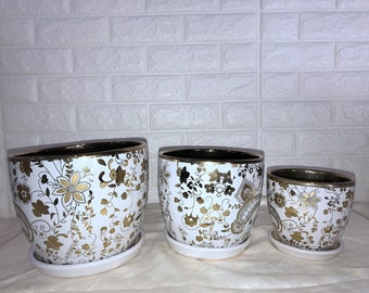 Ceramic flower pots outdoor indoor planter pots set of 3