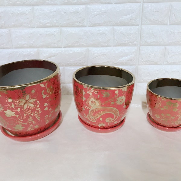Ceramic flower pots outdoor indoor planter pots set of 3