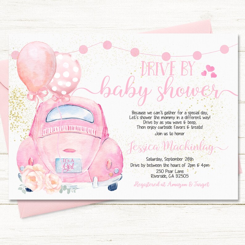 Drive By Baby Shower Invitation Boy Baby Shower Invitation Etsy