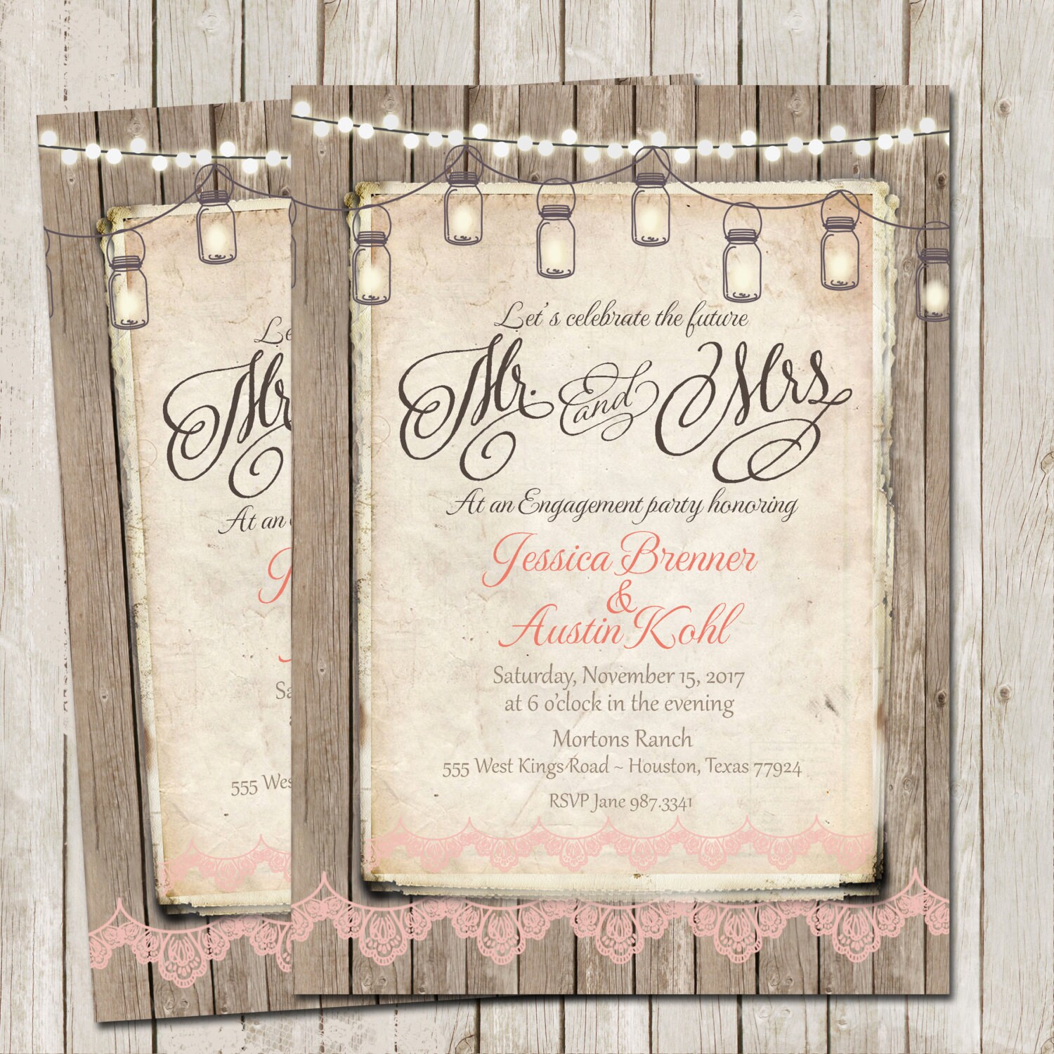 Rustic Engagement Party Invitation Rustic Wood Fence Etsy
