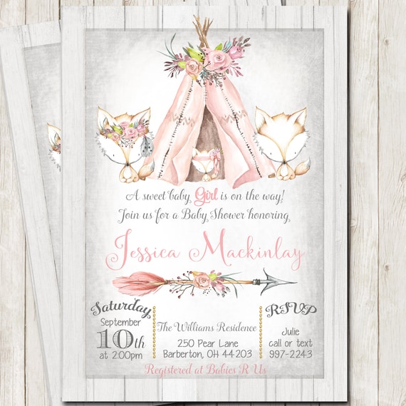 woodsy baby shower invitations