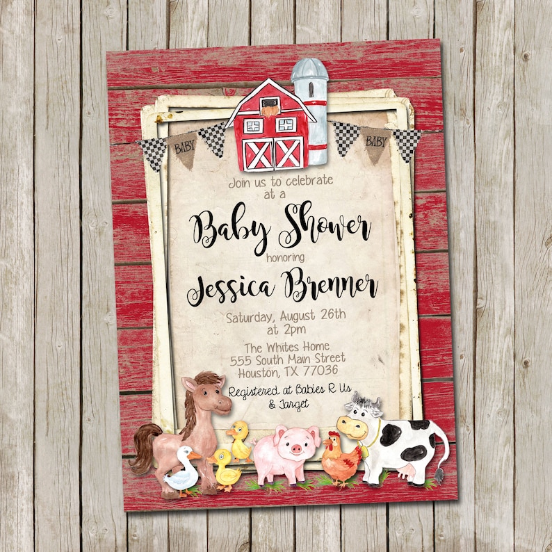 Free Printable Farm Animal Baby Shower Invitations