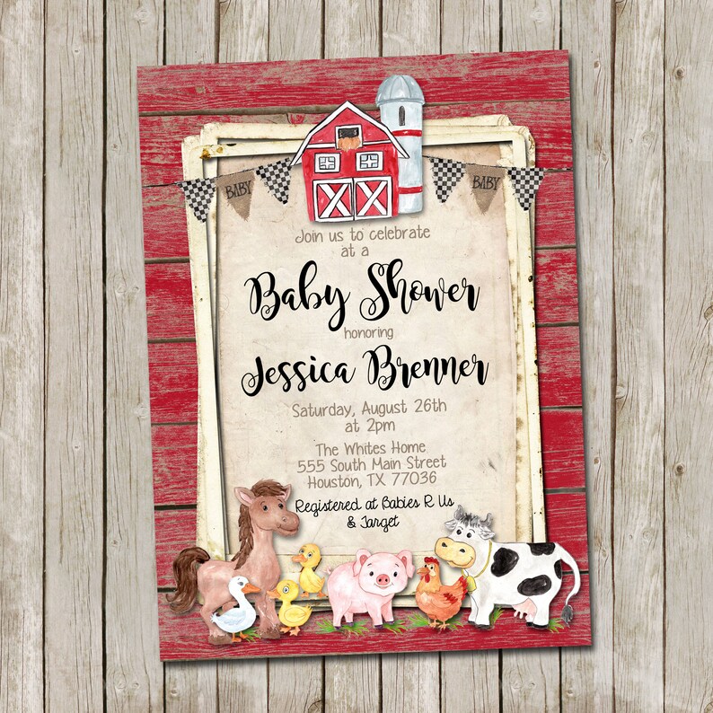 Farm Animals Baby Shower Invitation Rustic Baby Shower Etsy Farm Animals Baby Shower Invitation Rustic Baby Shower Etsy